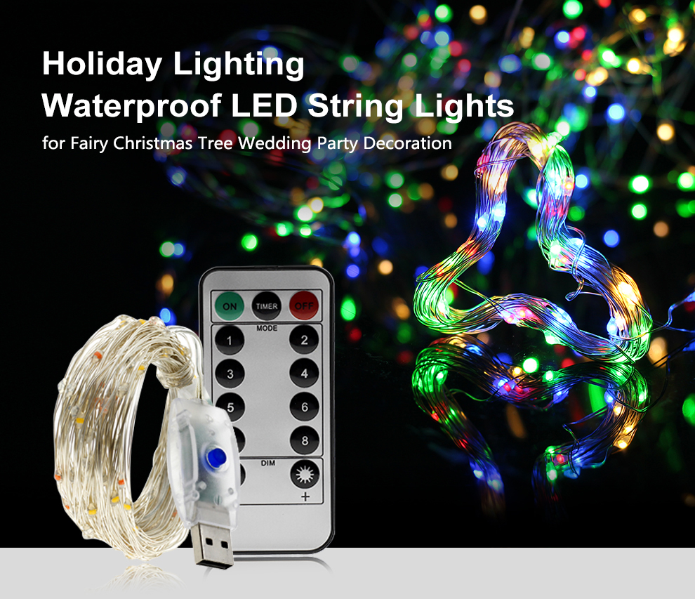 USB LED String Lights Colorful New Year Garland Copper Wire String Fairy Light for Indoor Outdoor Wedding Christmas Deco