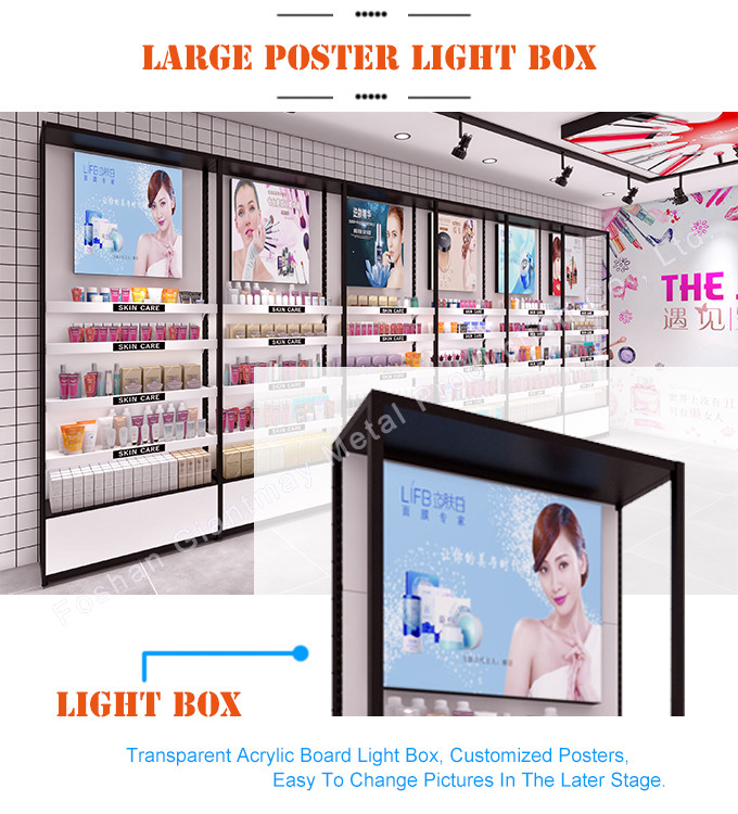 Makeup Shelf Rack Shopping Mall Cosmetic Shop Display Stable Structure