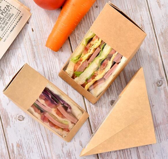 Buy cheap Oil Proof Tiangle Sandwich Packaging Box 330gsm Kraft Paper Food Packaging from wholesalers