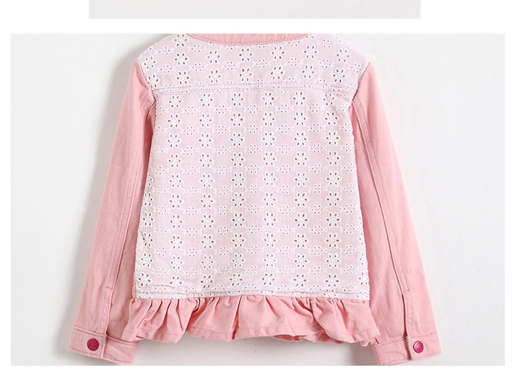 Spring Pink Color Children Girl Denim Jackets , Cute Jeans Coat For Girl