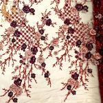 Beaded Handmade 3D Embroidery Lace Fabric 1 Yard Length