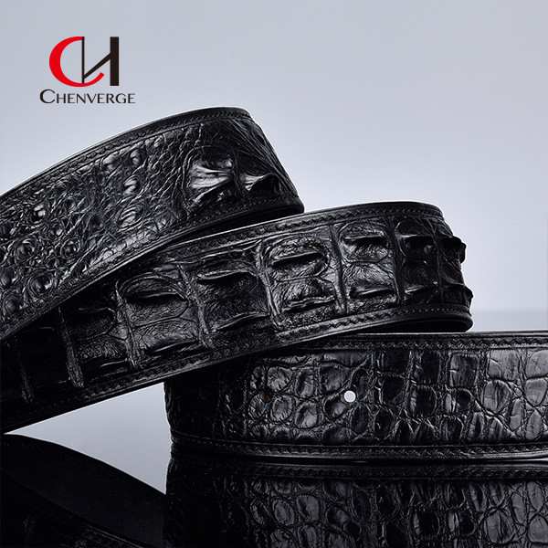 100cm Length Men's Leather Belt Without Lead Authentic Splicing Alligator Bone