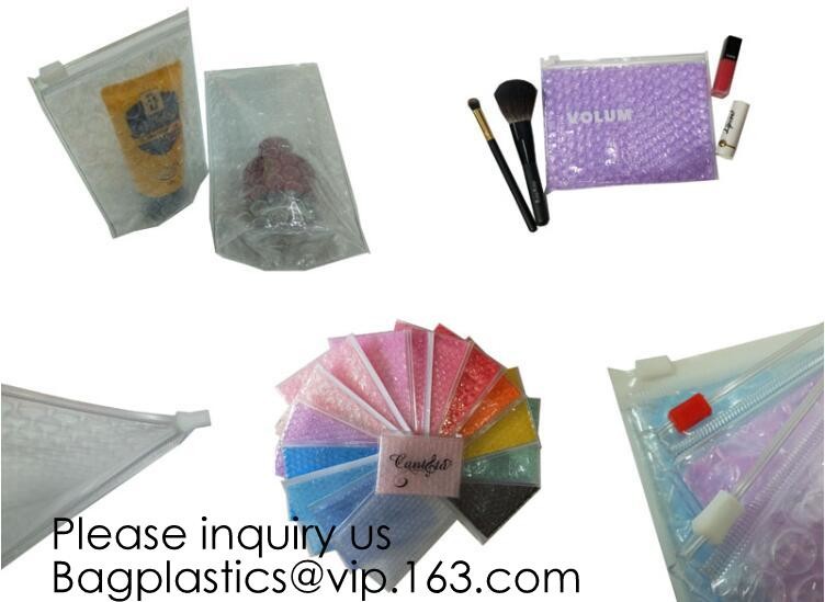 New Design Pvc k Epe Foam Heart-Shaped Bubble Bag For Cosmetic/Pink Plastic Bubble Bag With Zipper bagease package