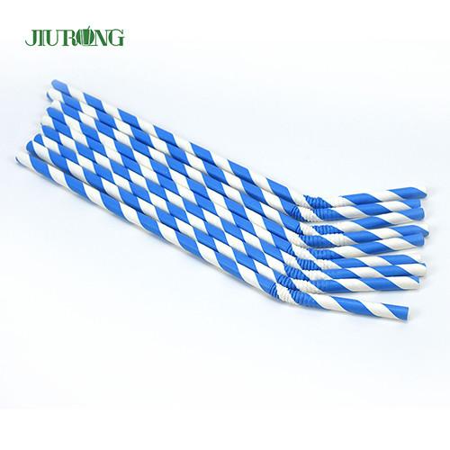 Buy cheap Biodegradable Bendy Paper Drinking Straws Blue Striped Food Grade from wholesalers