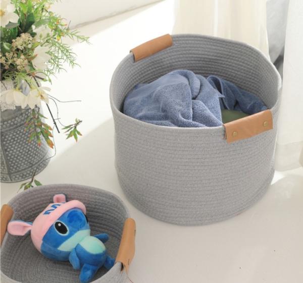 Buy cheap OEM Home Center Decoration Easter Woven Big Blue Cotton Rope Baby Storage Organizer Empty Toys Gifts Clothes Laundry Bas from wholesalers