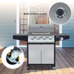 Commercial Outdoor BBQ Gas Grill with Stainless Steel Construction and Side