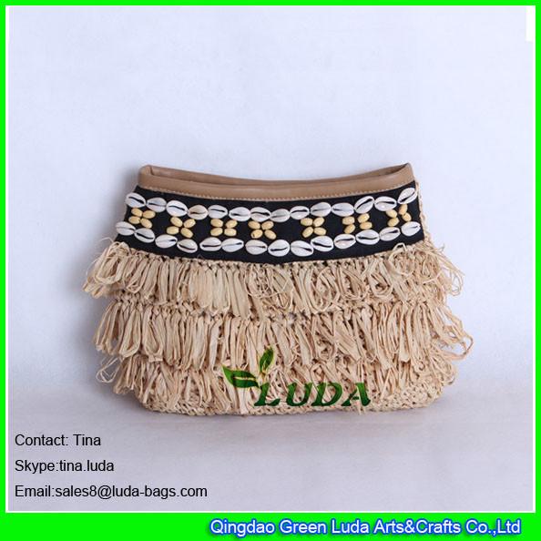 Buy cheap LUDA seashall decoration hand crochet straw bags raffia handbags from wholesalers
