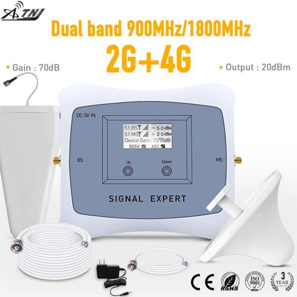 Buy cheap 70dB Dual Band Repeater 900MHz 1800MHz 4G GSM LTE Signal Booster from wholesalers