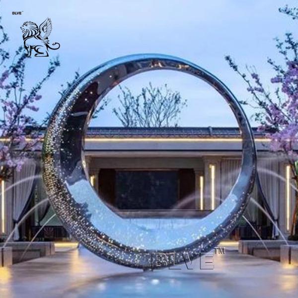 Buy cheap Stainless Steel Moon Sculpture Garden Large Circular Abstract Waterscape Fountain Outdoor Decoration from wholesalers