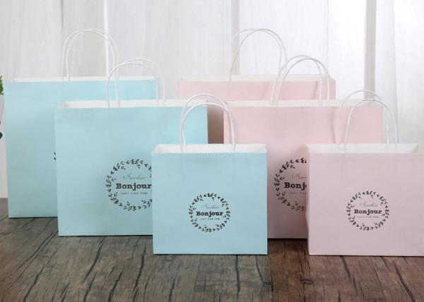 Delicate Printed Kraft Paper Bags / Printed Paper Carrier Bags Any Color
