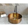 Buy cheap Single Round Bathroom Sinks Durable Stainless Steel Counter Top Gold from wholesalers