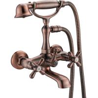 Buy cheap Brass Two Hole Bathroom Faucet / Two Handle Red Antique Copper Mixer Taps product