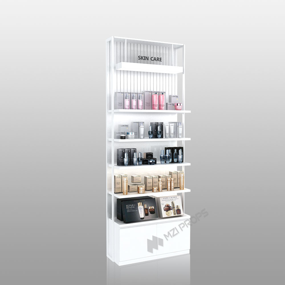 ZhMS-V5 Power Track Skincare Display Cabinet with LED Strip Lights and Black Paint
