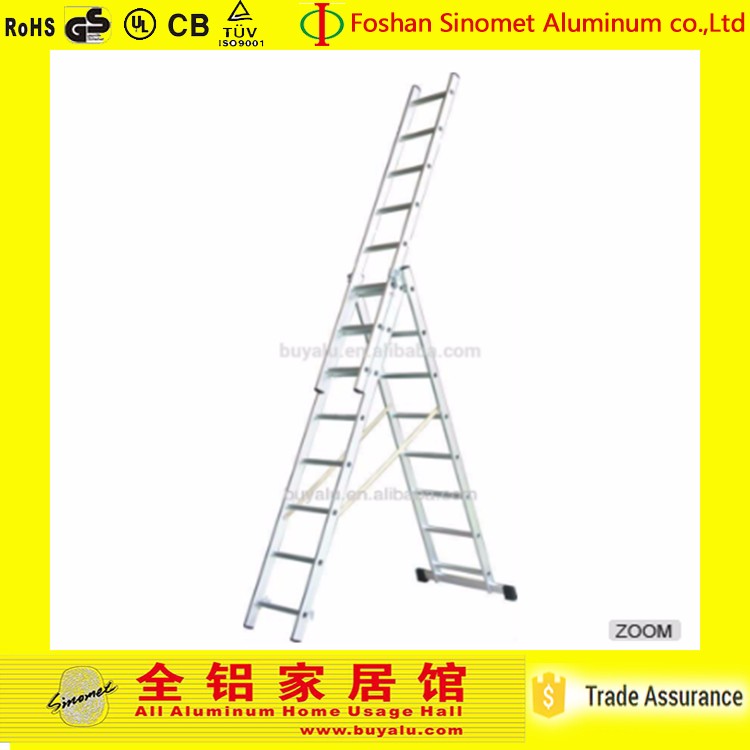Aluminum Ladder 12 Meter Silver White Step Ladder 150kg Max Load