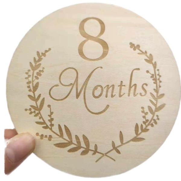 13-Piece Newborn Baby Monthly Milestone One-Sided Laser Cut Folk Art Wood Stand