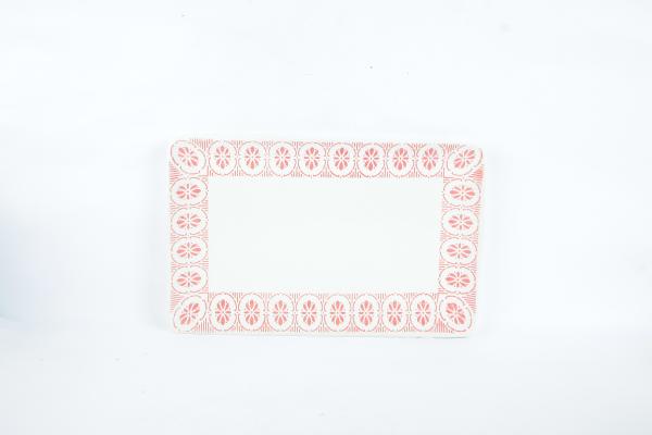 Fancy Printing Ceramic Dinner Plates , 13 Inch Rectangular Plate Stoneware
