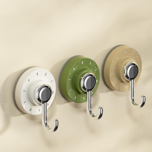 New Design Reusable Wall Hanging ABS Shower Hooks Strong Adsorption Vacuum