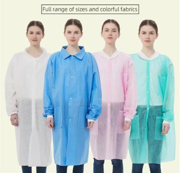 PPE Protective Lab Coat in White Blue Pink Purple Red Yellow for Spring/Autumn