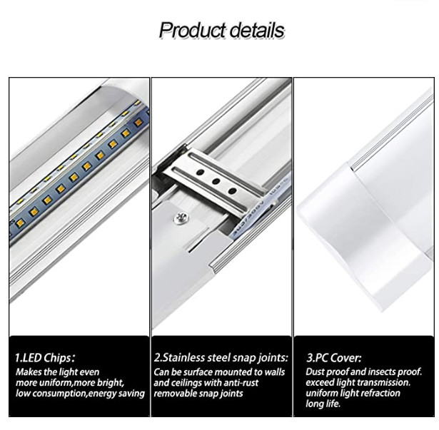 2ft 60cm 18W Integrated Linear Tube Ceiling Wall Mount for Home Kitchen Warehouse