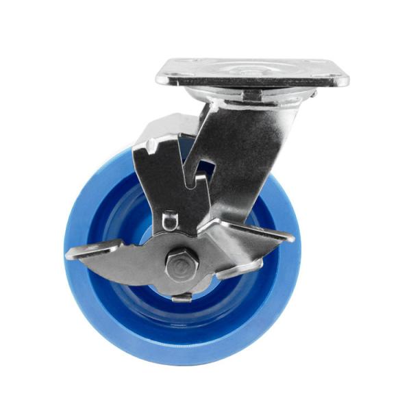 Buy cheap 4x2 Inch Blue Side Brake Swivel Heavy Duty Casters Trolley Wheels from wholesalers