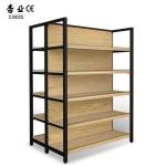 Factory customized color size wood grain shelf supermarket display shelving