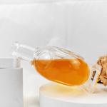 Clear Square Wine Glass Bottle Whiskey Liquor Bottles with Glass Cap Round Shape