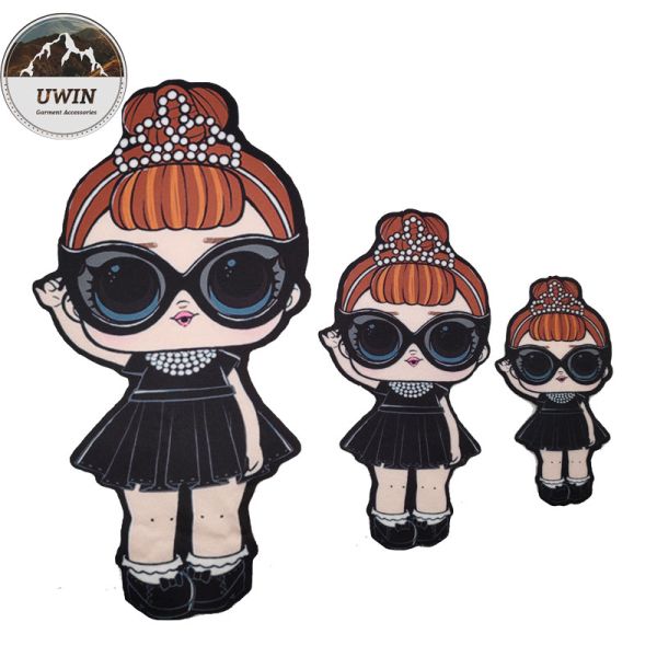 Various Design Doll Embroidered Badge Patch With Sequin / Weave Material