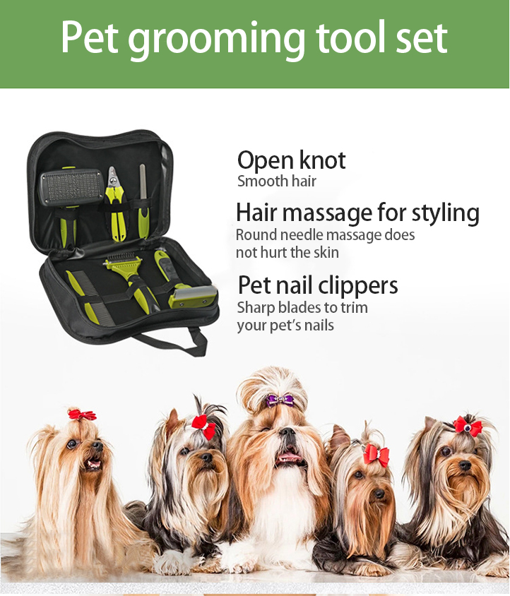 Customized Dog Brush Set Pet Cleaning Kit 6 In 1 Pet Grooming Tool