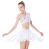 Buy cheap Soft Mesh Spiral Skirt Dianogal Sequins Top One Shoulder Belly Dancing Clothes from wholesalers