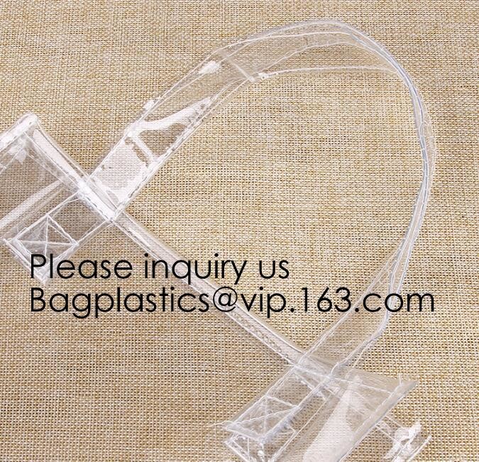 Reusable Custom Transparent PVC Shopping Bag Promotional Items Ladies Clear Plastic Beach Tote Bags Women, bagease, pack