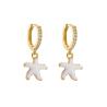 Buy cheap Starfish Rhinestone Hoop Earrings Zircon Enamel Gold Plated Jewelry from wholesalers