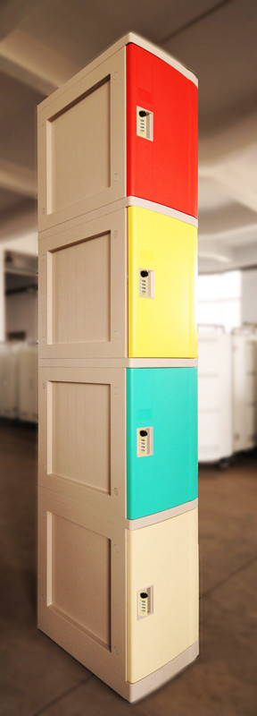Waterproof Yellow School Lockers , 4 Tier Locker Room Lockers 1810 X 310 X 460