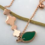 Colorful Four Leaf Clover Bangel, Stainless Steel Chain, Rose Gold Bracelet