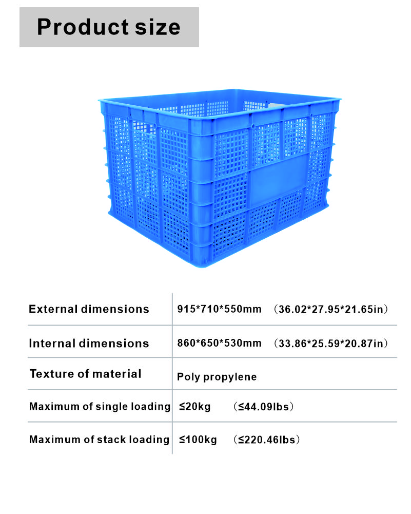 Plastic Stackable Nestable Crates OEM Eco Friendly Strong Loading Capacity