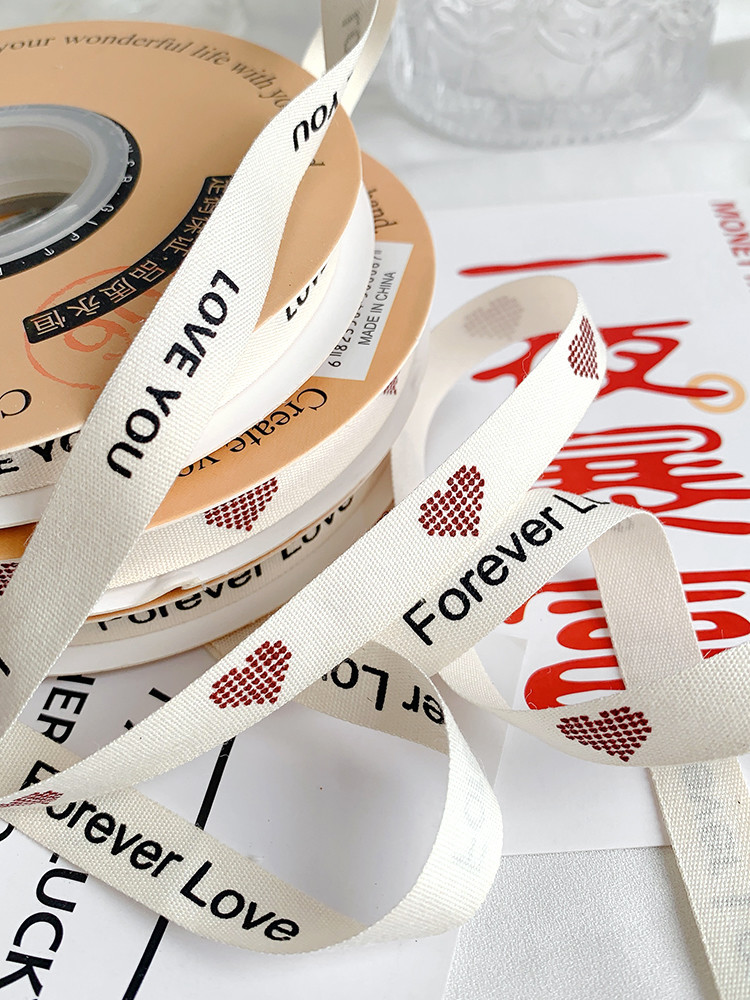 13mm Printed Cotton Ribbon DIY Craft Packing Ribbon For Gift