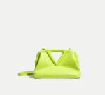 Cowhide Ladies Clutch Bags Inverted Triangle Clip Frame