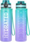 32oz Motivational Sports Water Bottle with Time Marker - Times to Drink - Tritan