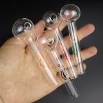 4 Inches Pyrex Glass Oil Burner Pipe , Daily Use Glass Oil Nail Mix Colors