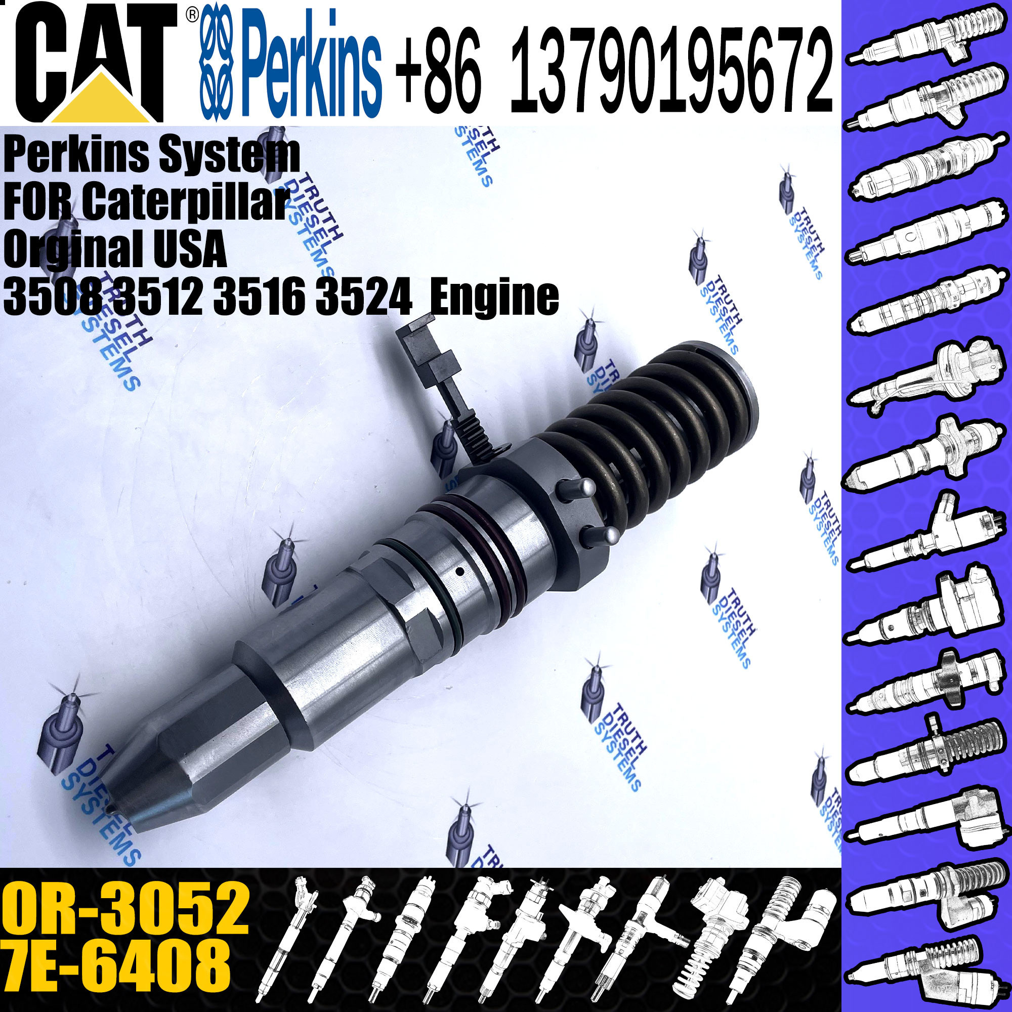 7E-6408 for cat 3512 3516 3508 engine excavator fuel injector 7E-6408 diesel fuel injector 0R-3052