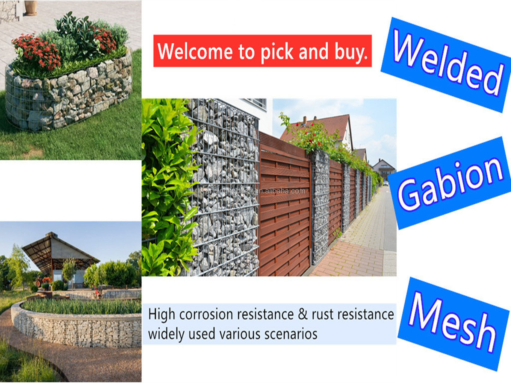 Electric Wire Mesh Galvanized Welded Gabion Cage Stone Basket Box For Sal