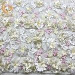 3D Flowers Bridal Lace Fabrics Soluble 1 Yard Embroidery Multicolor