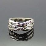 Women Jewelry 925 Silver Green Cubic Zirconia Crossover Ring(FR0146)