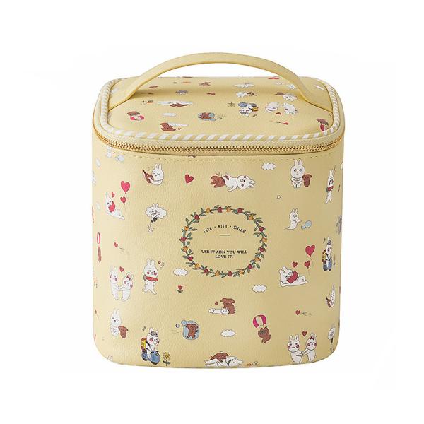 Buy cheap Barrel Shape Professional Travel Cartoon Printed PU Leather Cosmetic Bag from wholesalers