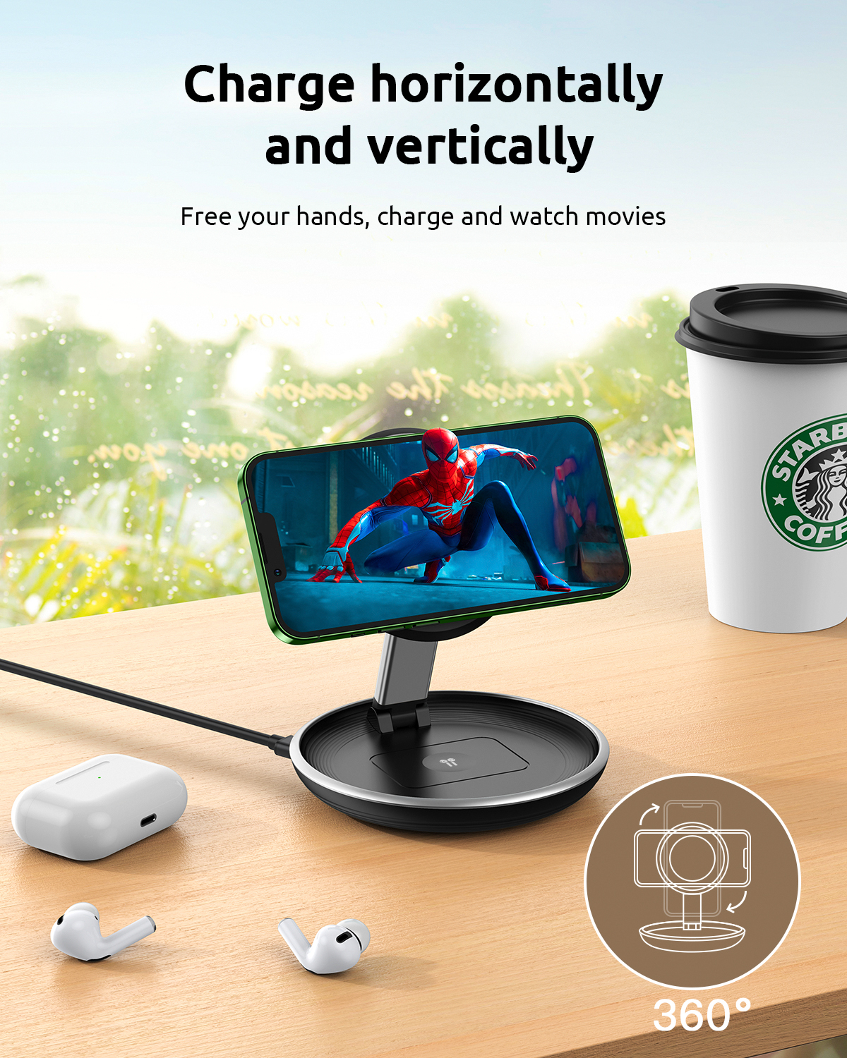 ABS UFO 3 In 1 Wireless Charging Station Magnetic Folding 15W