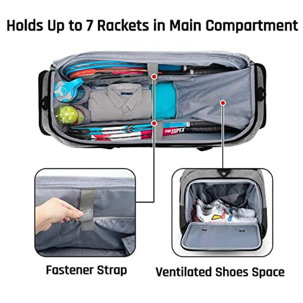OEM Badminton Racket Cloth Bag Portable Tennis Duffle Bag With Shoe Compartment