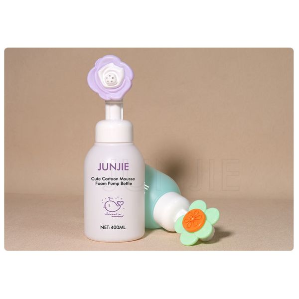 High Quality 400ml PE Plastic Hand Wash Bottles Cute Flower Shape Liquid Soap Dispenser Face Clean Foam Bottle