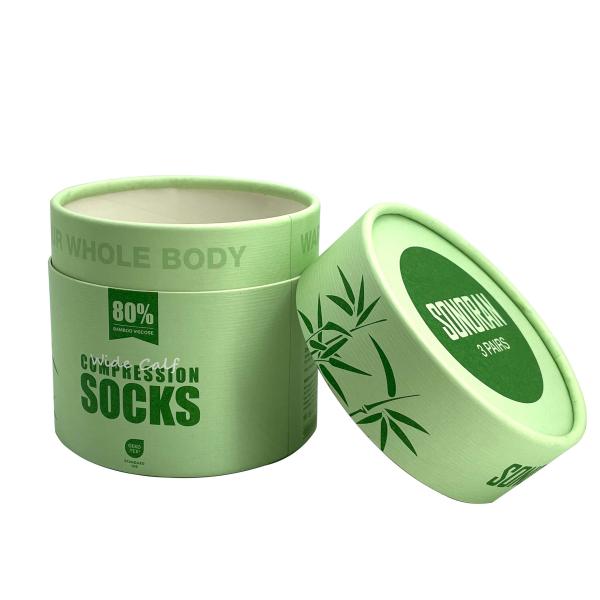 Luxury Custom Printing Kraft Paper Cylinder Cardboard Tube Socks Packaging Box