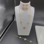 Newest Gold Color Stainless Steel Earring ,Necklace , Bracelet Sets With Shell
