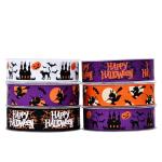 Grosgrain Printed Halloween Ribbon With Logo For Gift Wrap Party Decorative