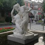 Outdoor garden stone carving double cpouple marble sculpture, China stone